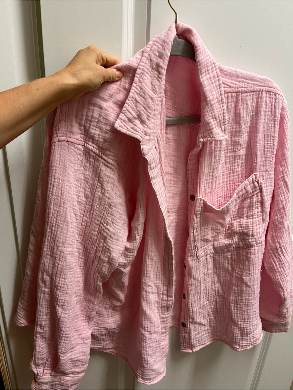 beachlunchlounge Light Pink Crinkled Button-Front Jacket